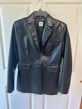 CAbi Black Faux Leather Blazer James Jacket XS NWOT